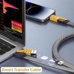 Vaku Luxos® 4-in-1 65W Fast Charging Flat Cable with USB, Lightning, C-Type Ports