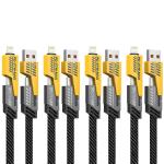 Vaku Luxos® 4-in-1 65W Fast Charging Flat Cable with USB, Lightning, C-Type Ports