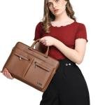 Vaku Luxos® MCQUINN Carbon 14 inch Laptop Bag Premium PU Leather Laptop Sleeve Messenger Bag For Men and Women.
