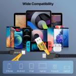 Vaku Luxos® 4-in-1 65W Fast Charging Flat Cable with USB, Lightning, C-Type Ports