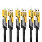 Vaku Luxos® 4-in-1 65W Fast Charging Flat Cable with USB, Lightning, C-Type Ports