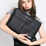 Vaku Luxos® MCQUINN Carbon 14 inch Laptop Bag Premium PU Leather Laptop Sleeve Messenger Bag For Men and Women.