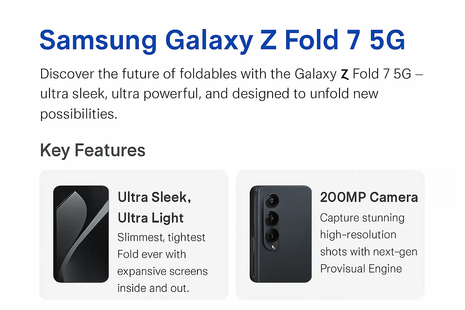 Samsung Galaxy Z Fold 7 5G | Foldable Smartphone with Snapdragon 8 ...